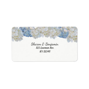 Etiqueta de dirección floral de Hortensia Blanca y