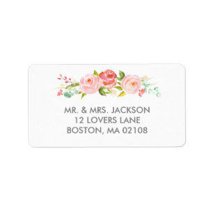 Etiqueta de dirección floral de jardín de rosas bl