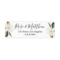 Etiqueta de dirección floral de Magnolia