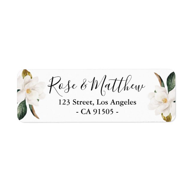 Etiqueta de dirección floral de Magnolia (Frente)