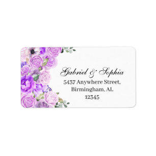 Etiqueta de dirección floral púrpura Lilac