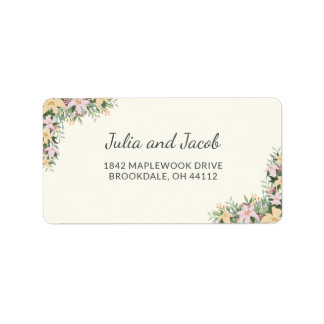 Etiqueta de dirección floral romántica