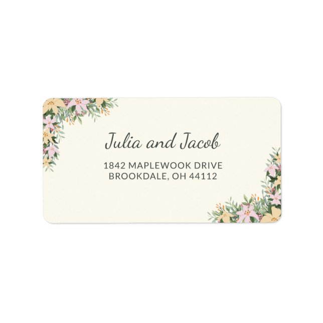 Etiqueta de dirección floral romántica (Frente)