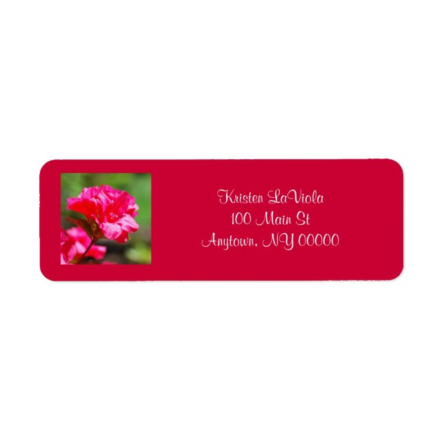 Etiqueta de dirección floral rosa (Frente)