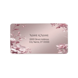 Etiqueta de dirección floral rosa delicada