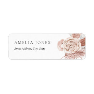 Etiqueta de dirección Flores Boho Blancas Rosa Rub