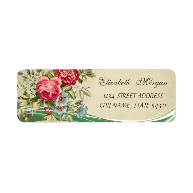 Etiqueta de Dirección - Flores Románticas Elegante (Frente)
