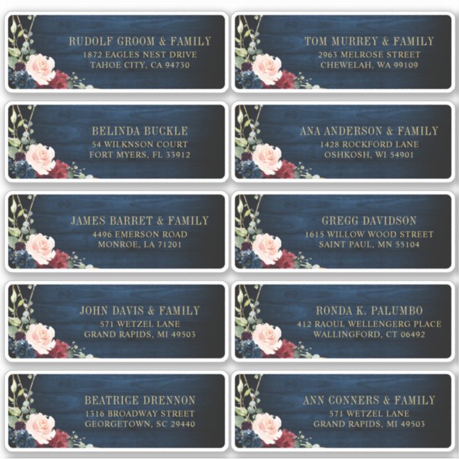 Etiqueta de dirección geométrica floral Rubor de l (Anverso)