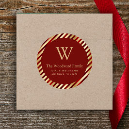 Etiqueta de dirección Glam Navidad Rojo Dorado
