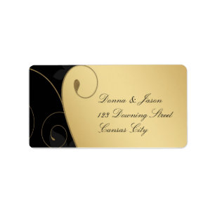 Etiqueta de dirección Gold-Black de lujo