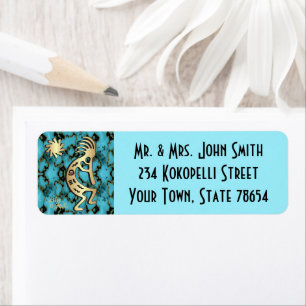 Etiqueta de dirección Gold Southwest Kokopelli