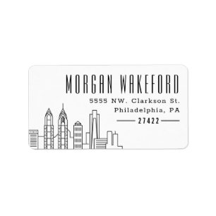 Etiqueta de dirección grande con estilo Philadelph