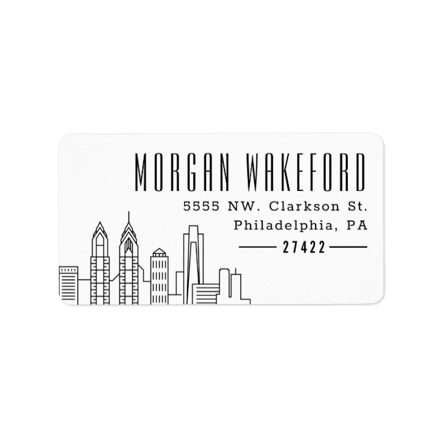 Etiqueta de dirección grande con estilo Philadelph (Frente)