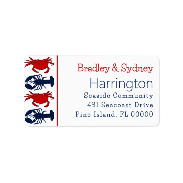 Etiqueta de dirección grande patriótica de cangrej (Frente)