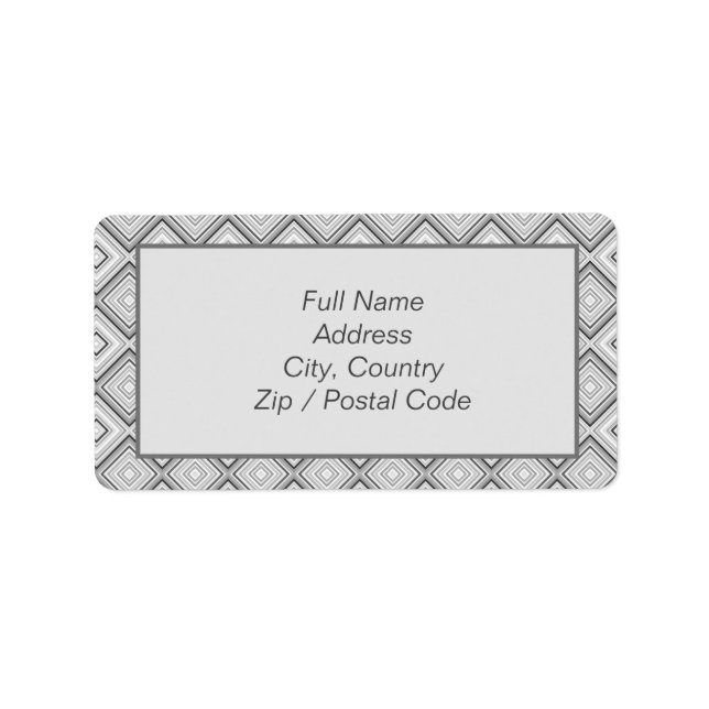 Etiqueta de dirección gris grande con patrones (Frente)