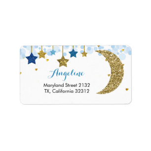 Etiqueta de dirección moderna Gold purpurina moon