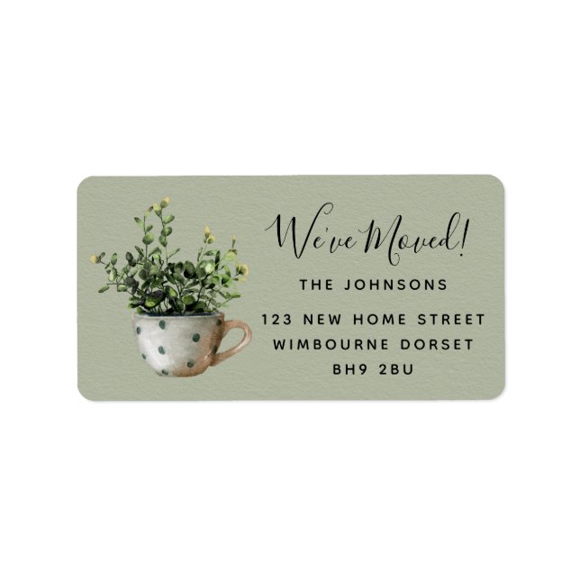 Etiqueta de dirección movida moderna (Frente)