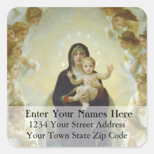 Etiqueta de dirección navideña de época de adoraci