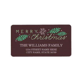 Etiqueta de dirección navideña de Feliz