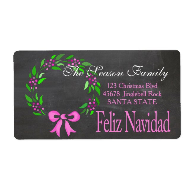 Etiqueta de dirección navideña de Feliz Navidad (Frente)