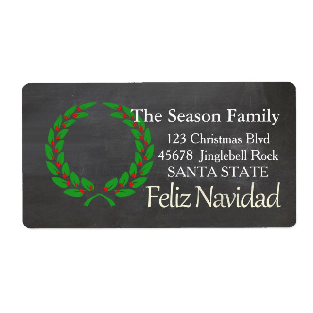 Etiqueta de dirección navideña de Feliz Navidad (Frente)