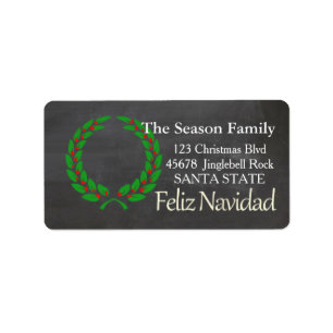 Etiqueta de dirección navideña de Feliz Navidad
