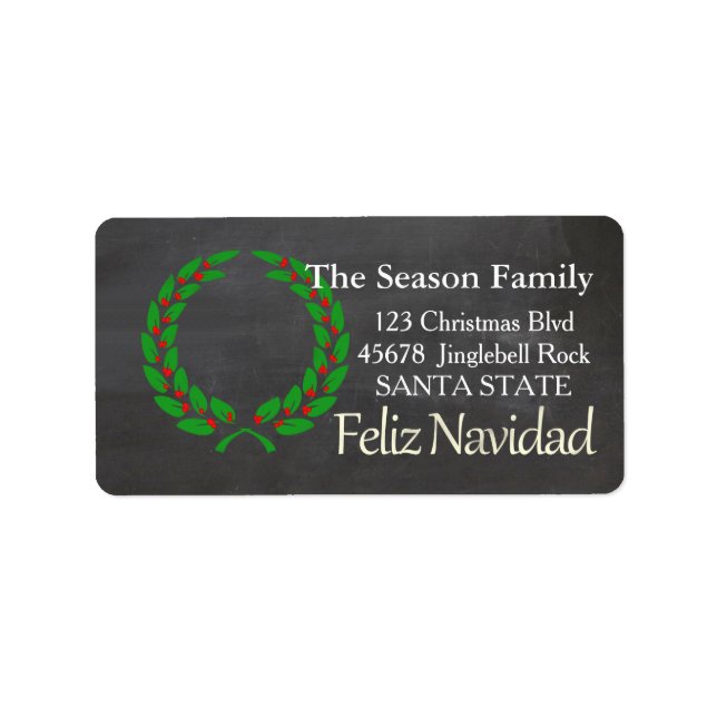 Etiqueta de dirección navideña de Feliz Navidad (Frente)