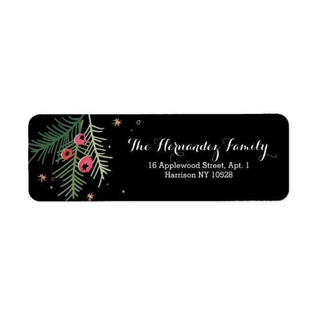 Etiqueta de dirección negra Merry Berry (Frente)