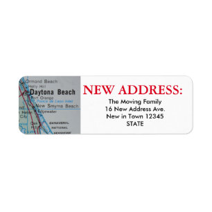 Etiqueta de dirección nueva de Daytona Beach