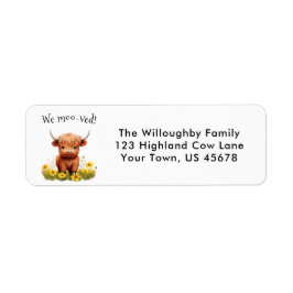 Etiqueta de dirección nueva de Highland Cow