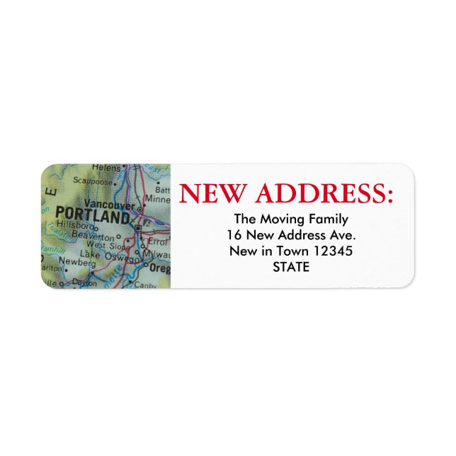 Etiqueta de dirección nueva de Portland (Frente)