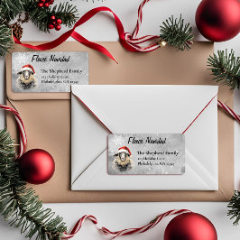 Etiqueta de dirección oveja Navidad Fleece