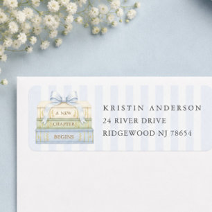 Etiqueta de dirección para baby shower con raya az