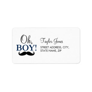 Etiqueta de dirección para baby shower de bigote O