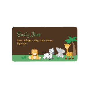 Etiqueta de dirección para Baby Shower de Safari e