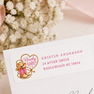 Etiqueta de dirección para baby shower de vaquera