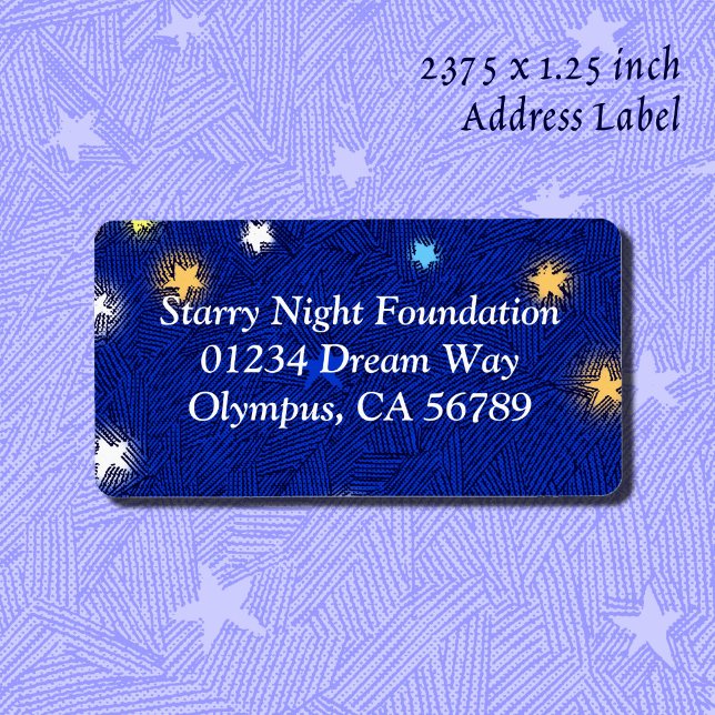 Etiqueta de dirección personalizada con estrellas  (Colored Stars Etching Custom Large Address Label)
