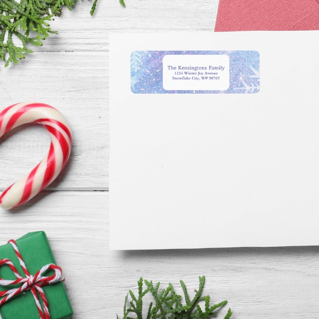 Etiqueta de dirección personalizada de Icy Blue Pu (Icy Blue Glitter Personalized Address Label)