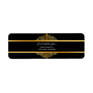 Etiqueta de dirección personalizada Gold Trim Blac
