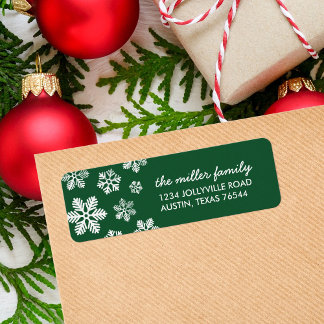 Etiqueta de dirección personalizada Green Winter S