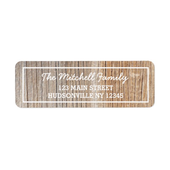 Etiqueta de dirección personalizada Rustic Woodgra (Frente)