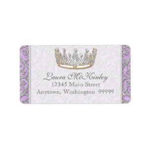 Etiqueta de dirección real de princesa Crown Baby