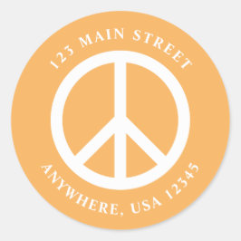 Etiqueta de dirección retro de signo de paz