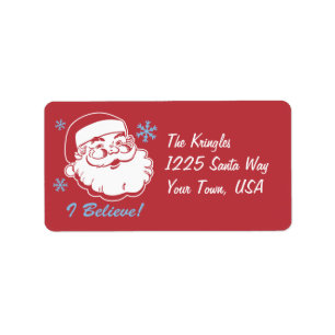 Etiqueta de dirección Retro Santa Believe