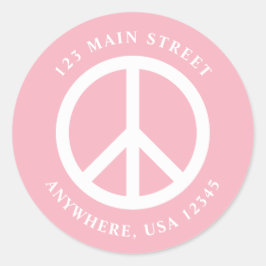 Etiqueta de dirección retro signo de paz rosa