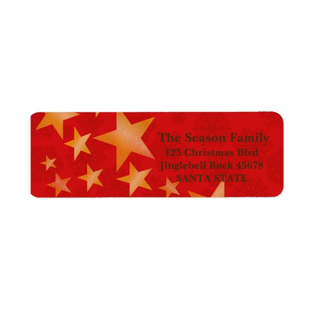 Etiqueta de dirección roja de festividades (Frente)