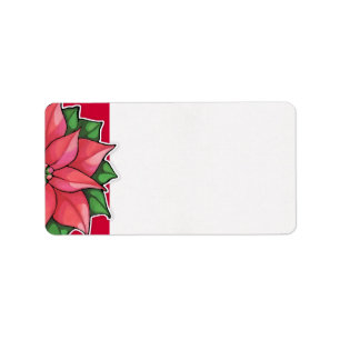 Etiqueta de dirección roja de Poinsettia