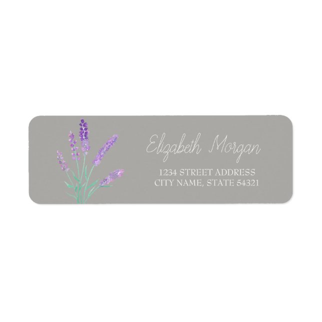 Etiqueta de Dirección Romántica Chic Lavanda (Frente)