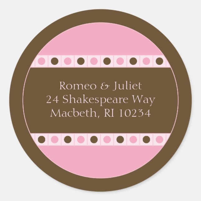 Etiqueta de dirección: rosa y marrón (Anverso)