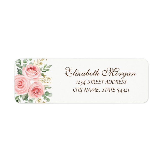Etiqueta de dirección rosas rosadas lujosas elegan (Frente)
